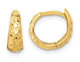 14K Yellow Gold Diamond-cut Huggie Hoop Earrings